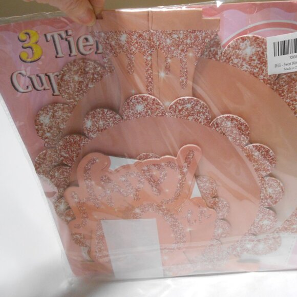 NEW 3 teir Cupcake Stand 40th Birthday 40th Anniversary stores flat easy assembl - Picture 1 of 5